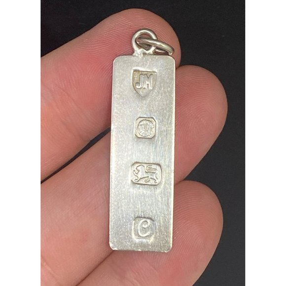 Vintage Sterling Silver Hallmarked Queen Elizabeth Jubilee Ingot Pendant Rectang